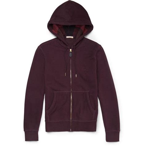 burberry men's purple brit fleece-back cotton-blend jersey hoodie|Burberry her fragrance.